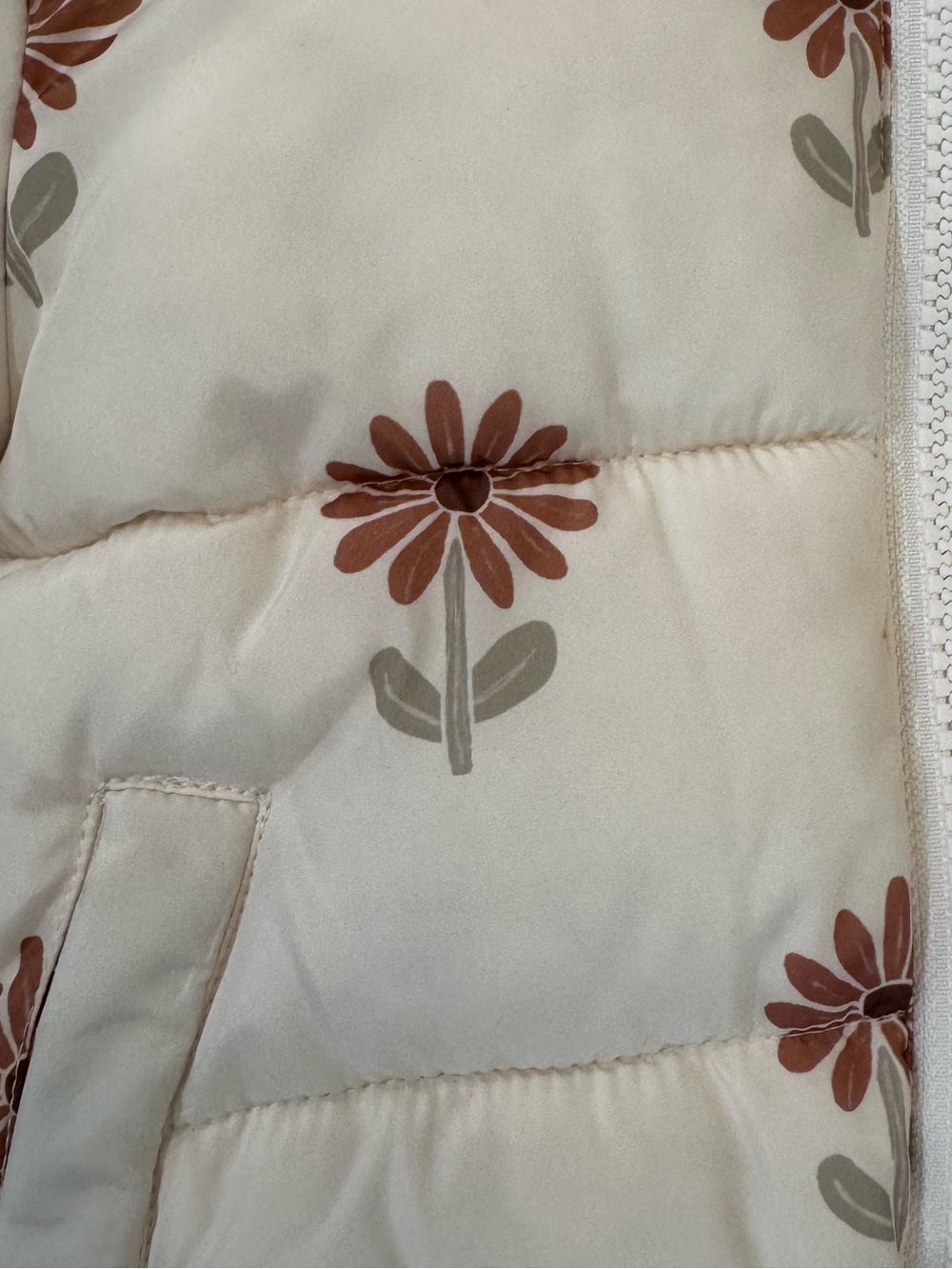 Rylee + Cru Cream Puffer Jacket with Rust Floral Print - Picture 4 of 4